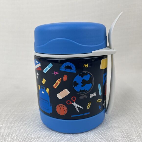 Quaker Oats Thermal Food Jar‎ Lunch Box Companion Spork Blue School New! - Picture 3 of 8
